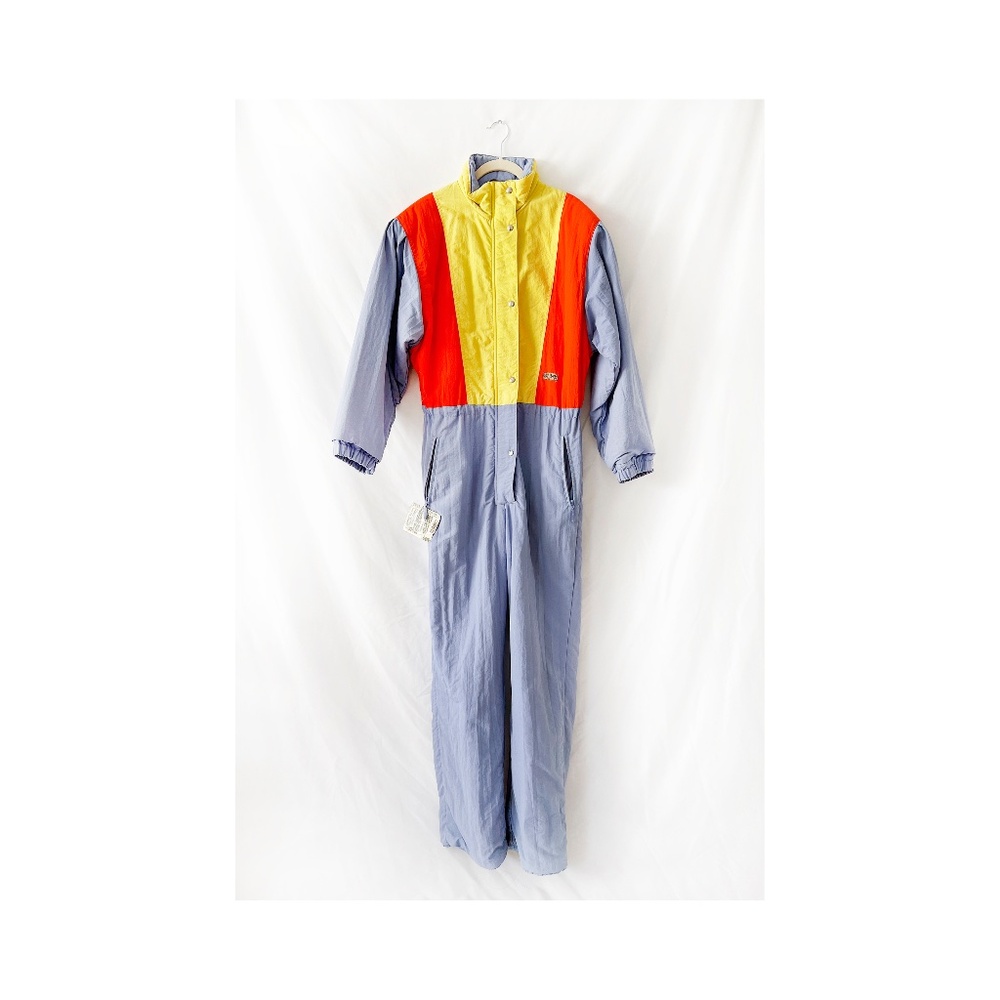 Arctic Story / Vintage 1980s Snowsuit Neon colors / Insulated / Large Size 10